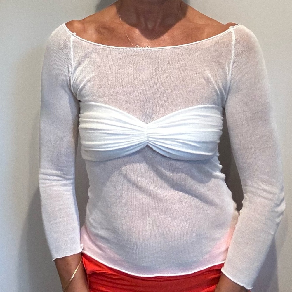 Sheer white bandeau sweater